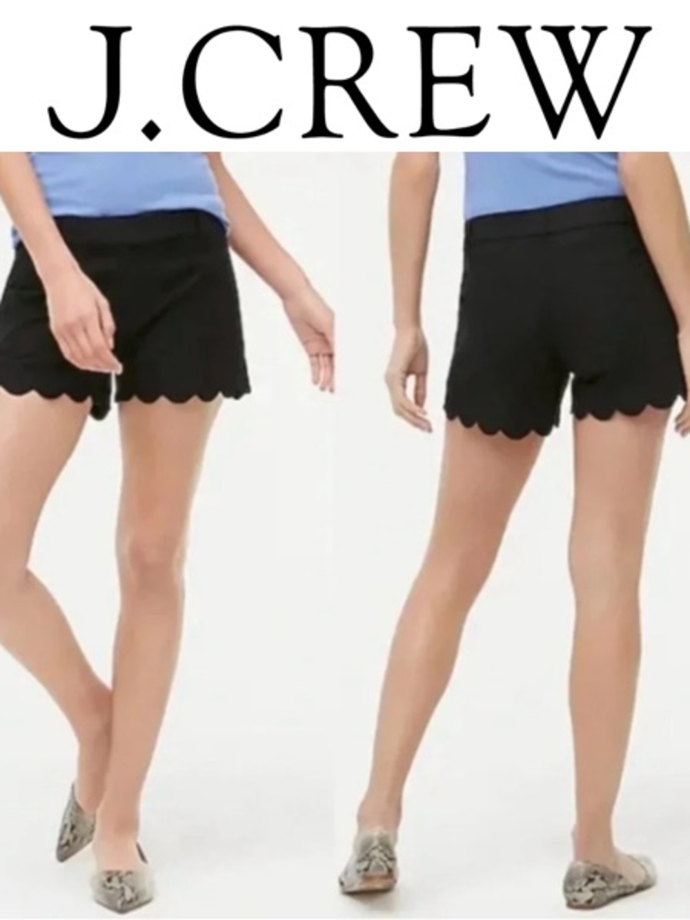 J.Crew Black Cotton
Scalloped Hem Shorts Sz 10
